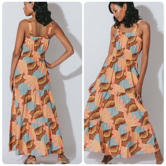 Cleobella Jolene Organic Cotton Smocked Maxi Dress Women's Size XS NEW - Picture 1 of 14